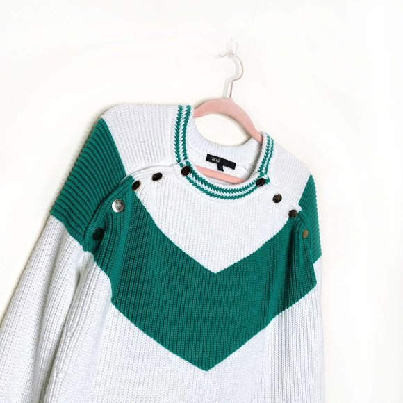 ⚡️SOLD⚡️ maje marina chevron cotton-wool knit sweater - size 2 - Picture 8 of 8